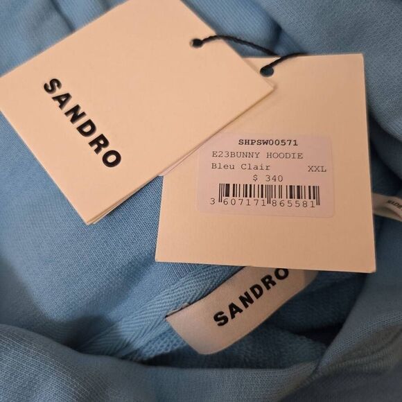 Sandro Pullover BunnieHoodie Bleu Clair XXLarge - Picture 8 of 8